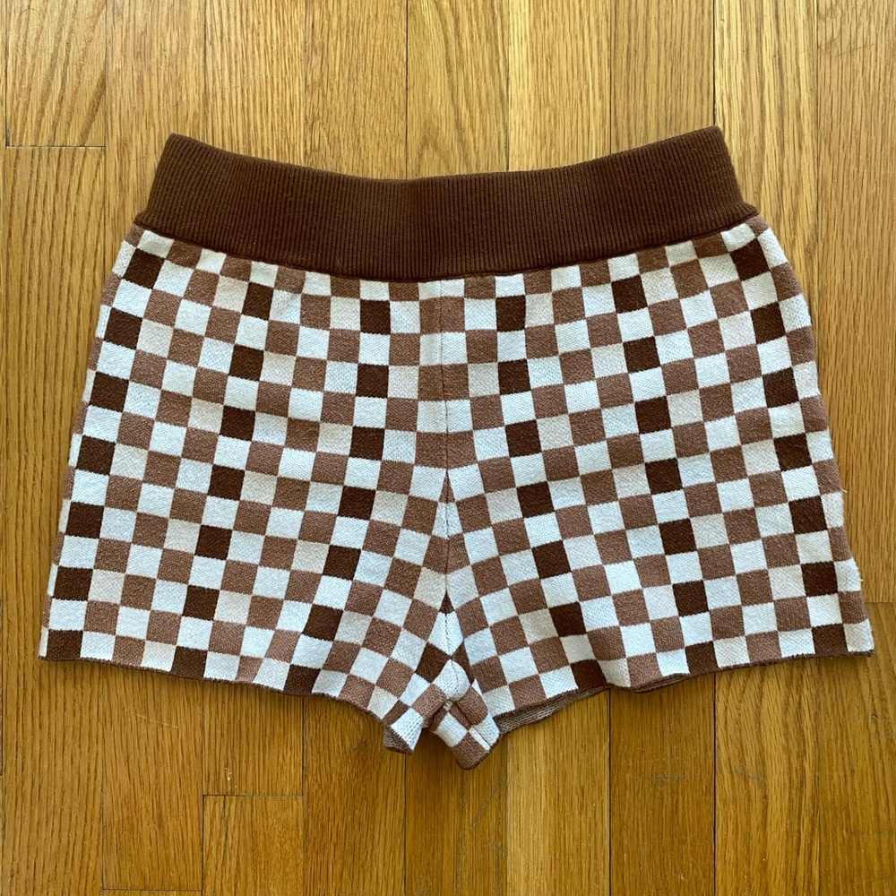 Peppermayo Remix It Knit Brown Checkered Shorts
